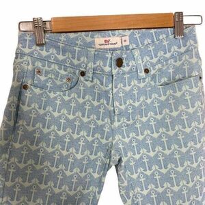 Vineyard Vines Blue Anchor Coastal Skinny Jean 00 sz 26 Nautical White Preppy